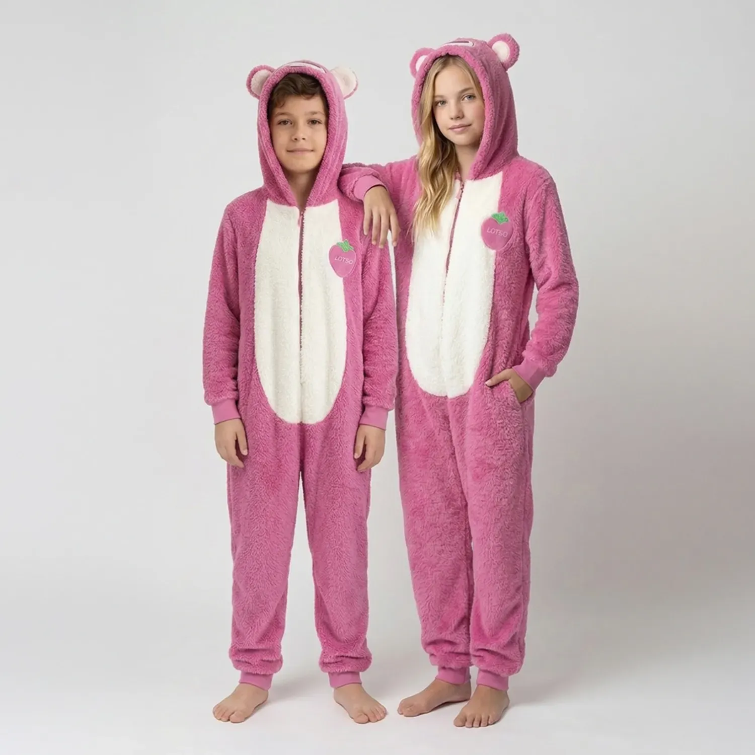 Pijama Kayser Unisex Niño Enterizo Coral Fleece color fucsia | Platanitos