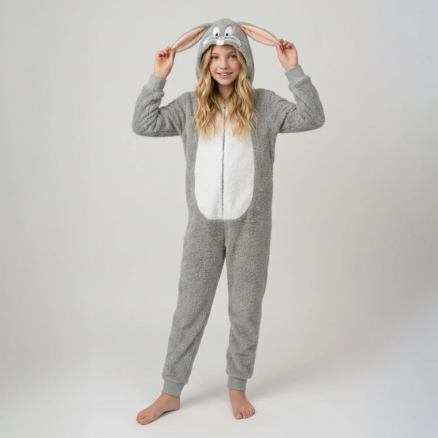 Pijama Kayser Unisex Niño Enterizo Coral Fleece color gris | Platanitos