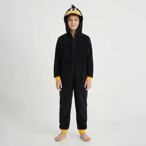 Pijama Kayser Unisex Niño Enterizo Coral Fleece color negro | Platanitos