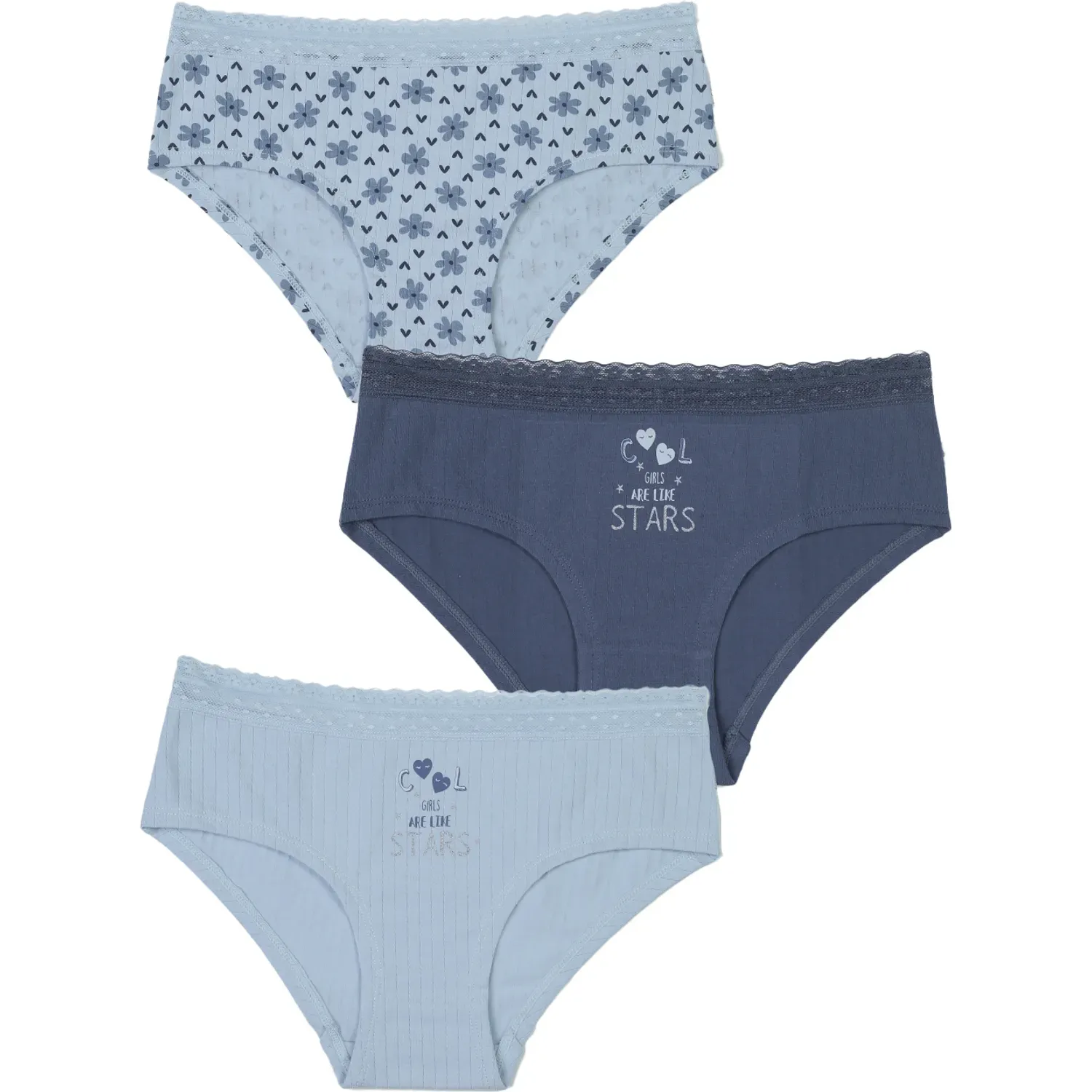 Tripack Kayser Calzon Pantaleta Jovencita Algodon color celeste | Platanitos