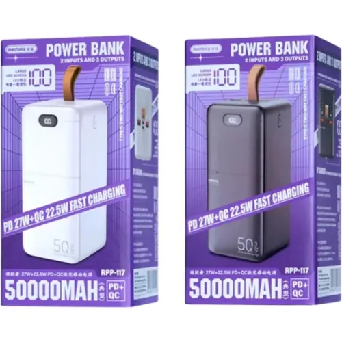 REMAX Cargador Portatil Power Bank Rpp-117 50000mah Pd27w Carga Rápida
