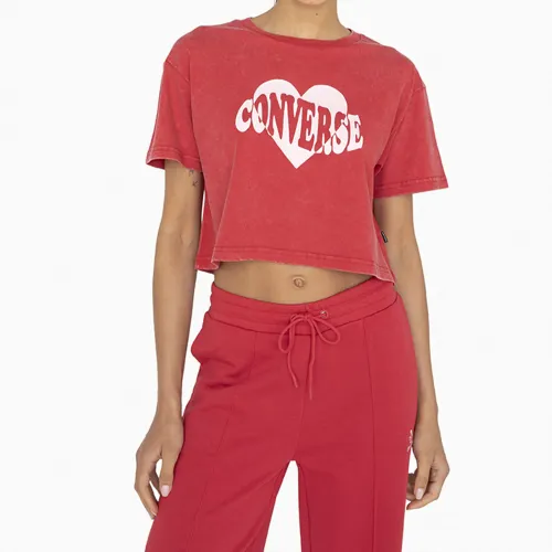 Hombre Converse Rojo Polo Manga Corta Deportivo Mujer Crop Valentine Heart