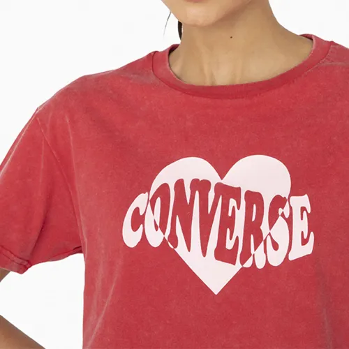 Converse Polo Manga Corta Deportivo Mujer Crop Valentine Heart
