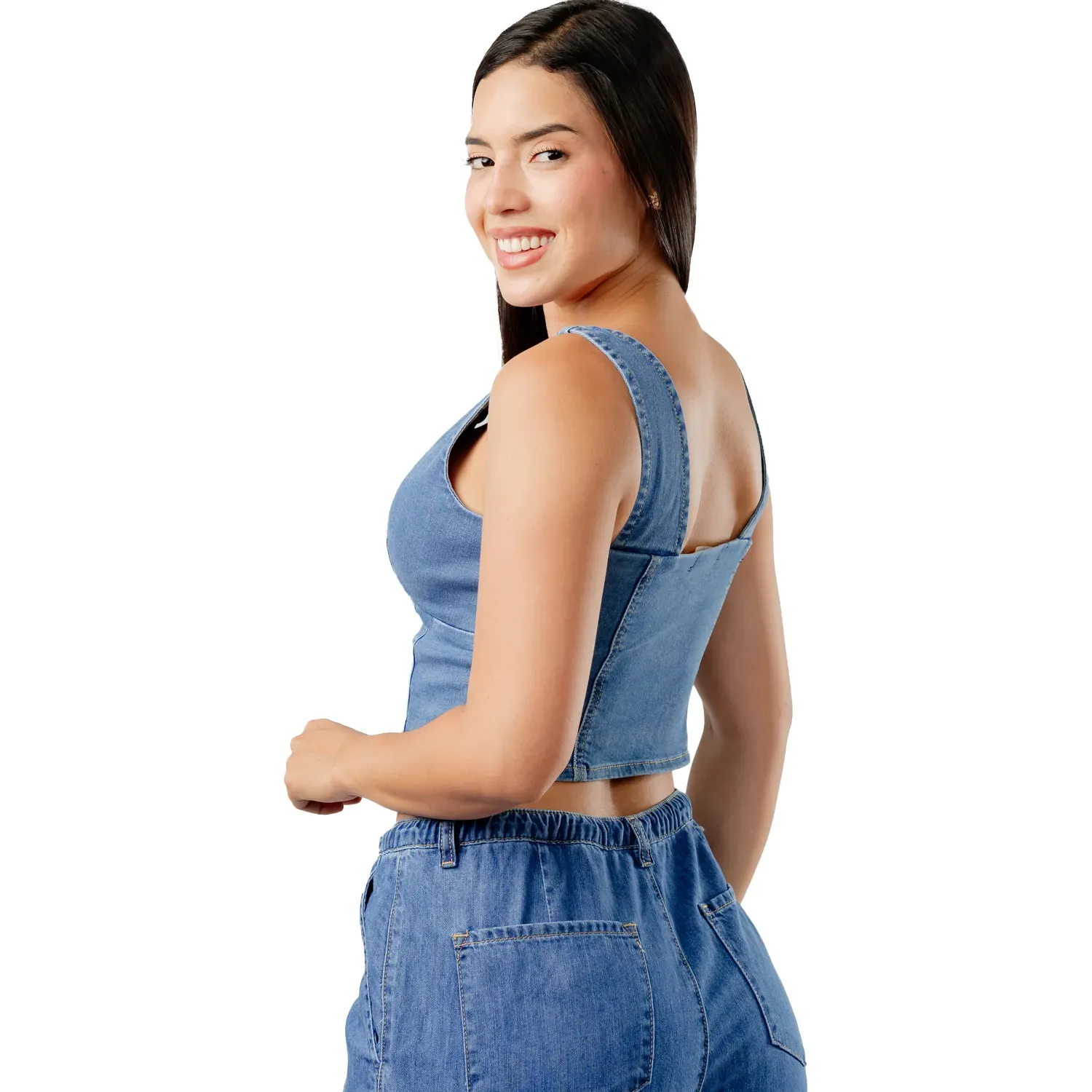 Top Jarola Denim Stretch Martina color celeste | Platanitos