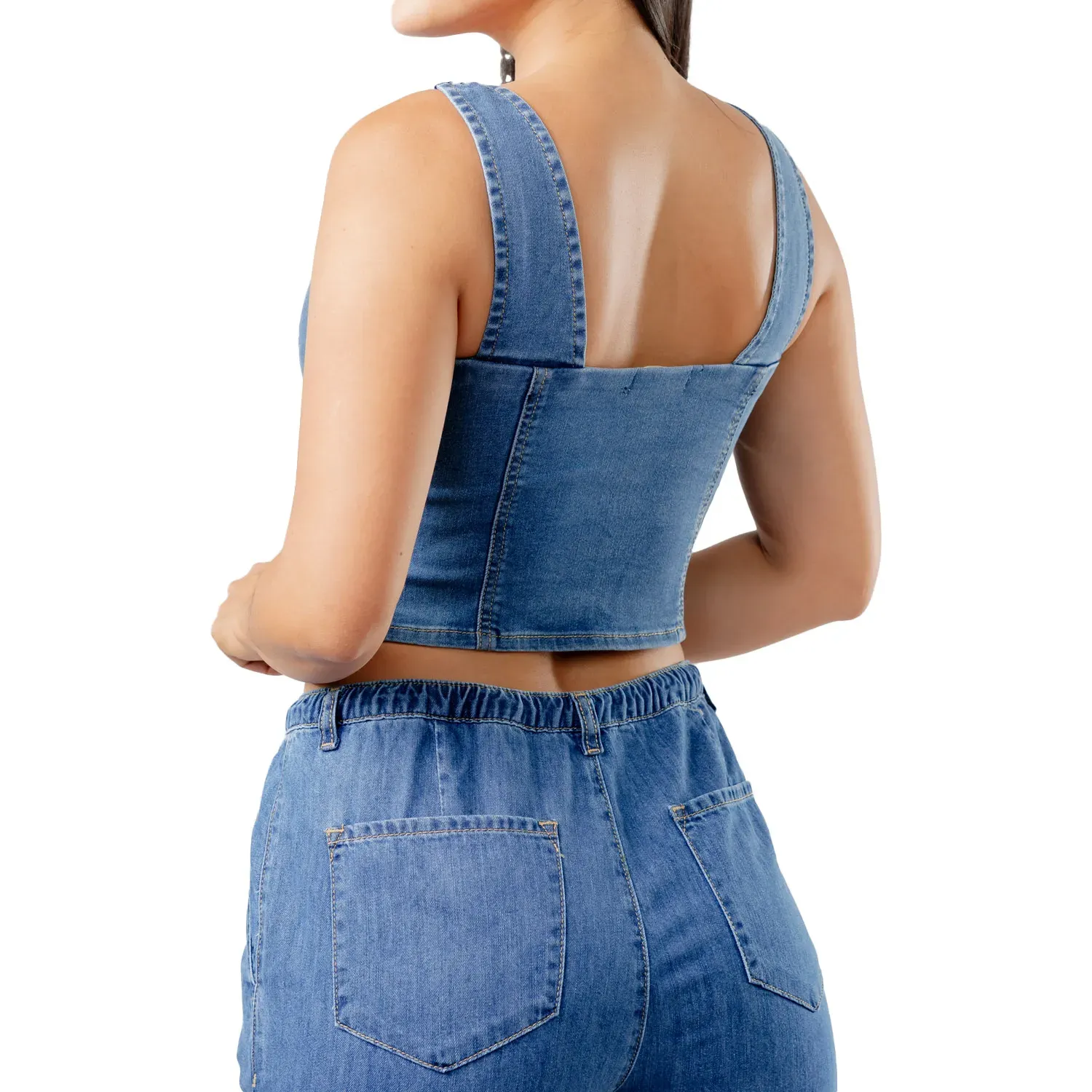 Top Jarola Denim Stretch Martina color celeste | Platanitos