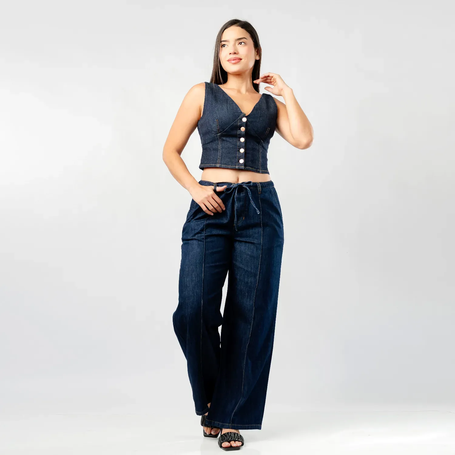 Top Jarola Denim Stretch Martina color azul | Platanitos