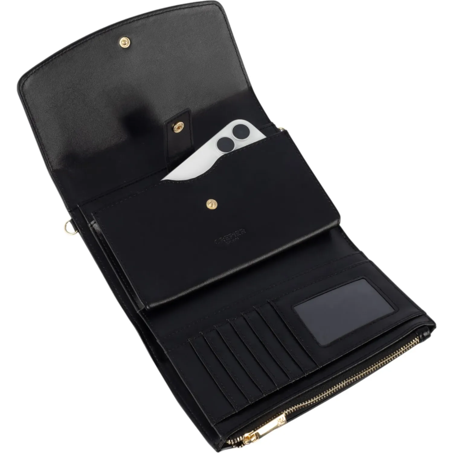 CREPIER Bolso Crepier Mujer Clutch Freya Chico color negro | Platanitos