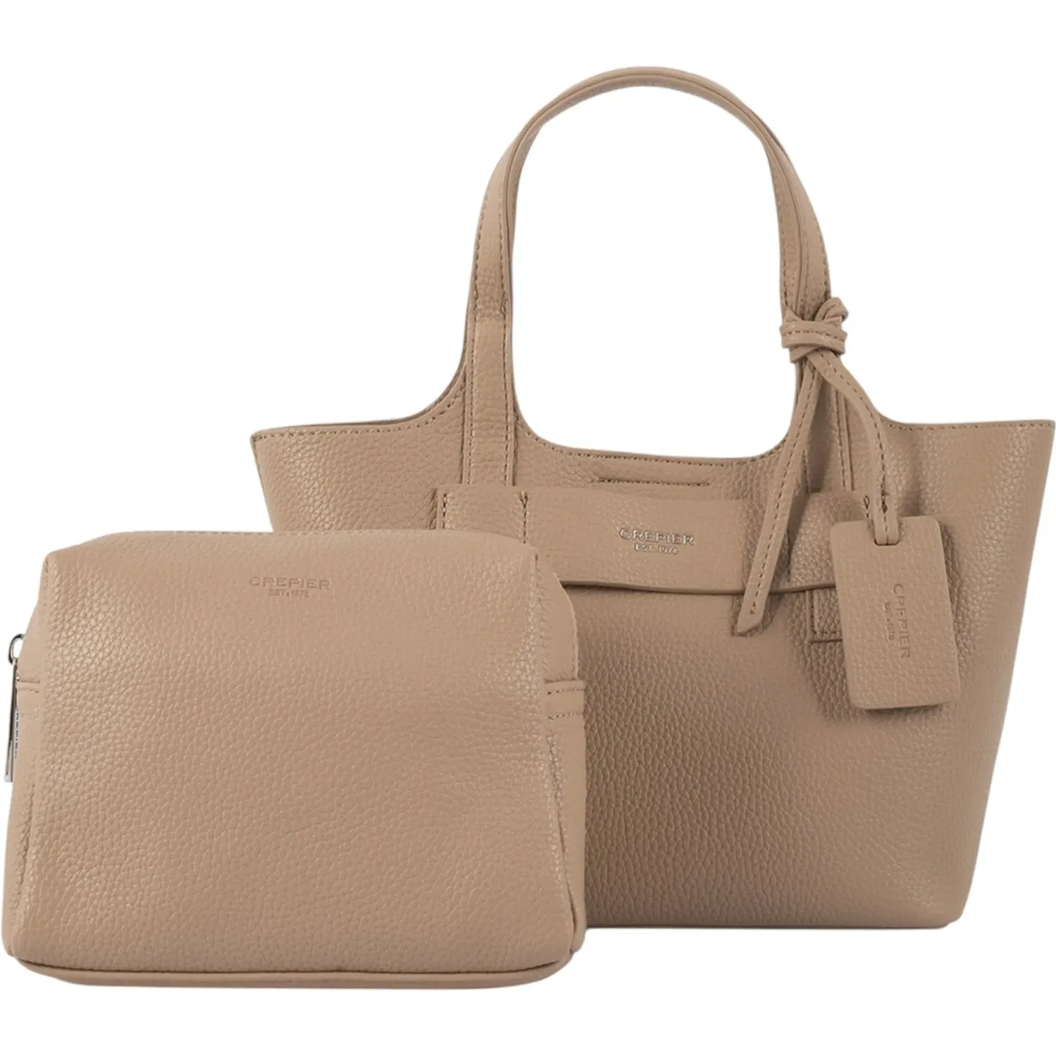 Bolso Crepier Mujer Satchel Merly Mediano color topo | Platanitos