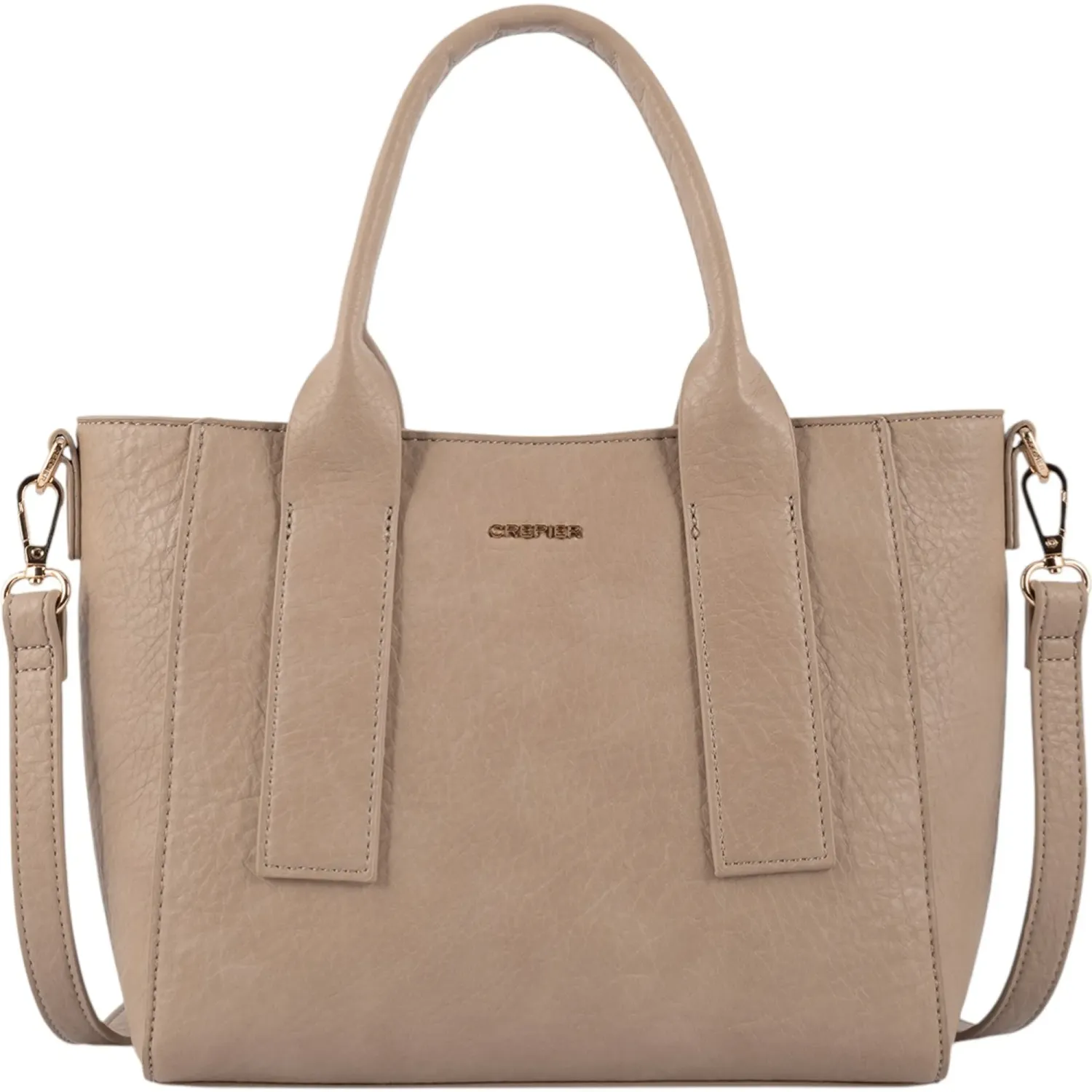Bolso Crepier Mujer Satchel Nahia Mediano color topo | Platanitos