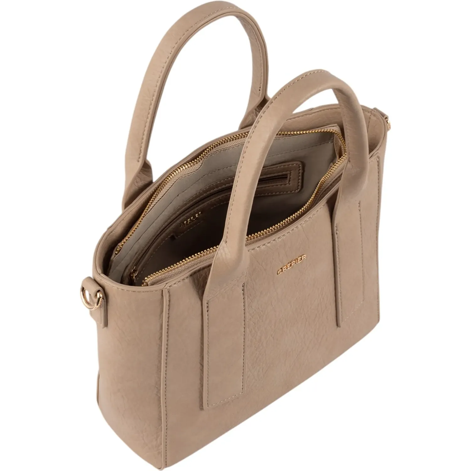 Bolso Crepier Mujer Satchel Nahia Mediano color topo | Platanitos