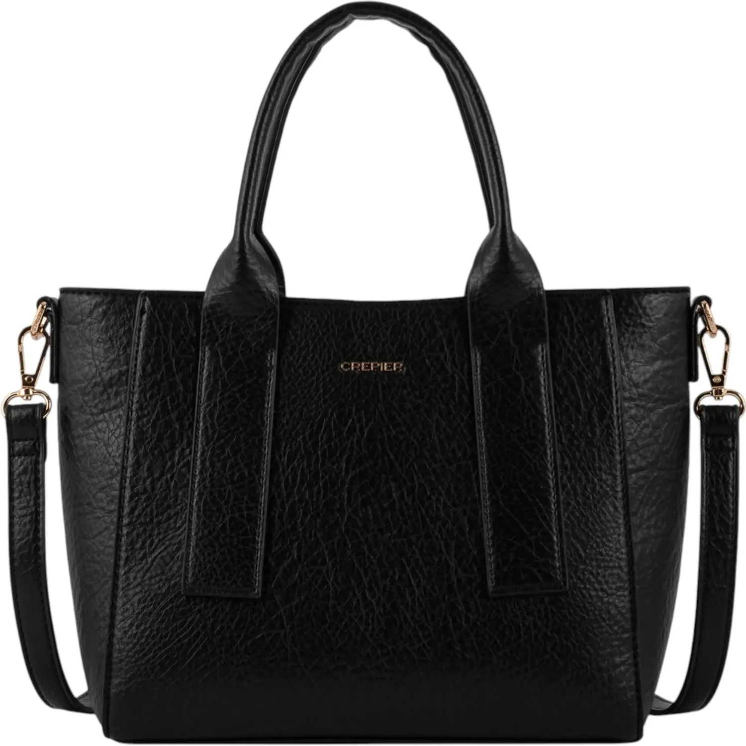 Bolso Crepier Mujer Satchel Nahia Mediano color negro | Platanitos
