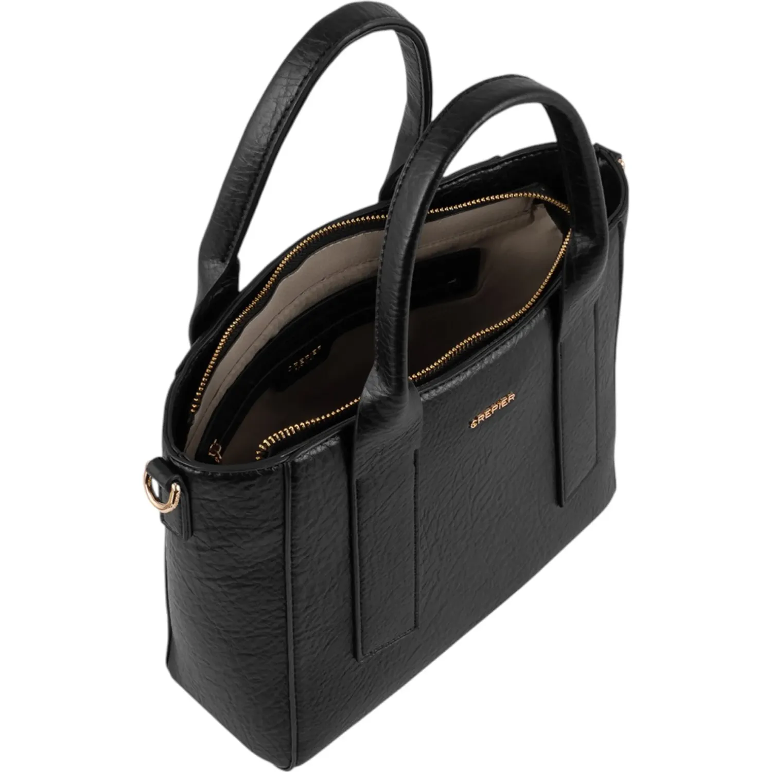 Bolso Crepier Mujer Satchel Nahia Mediano color negro | Platanitos
