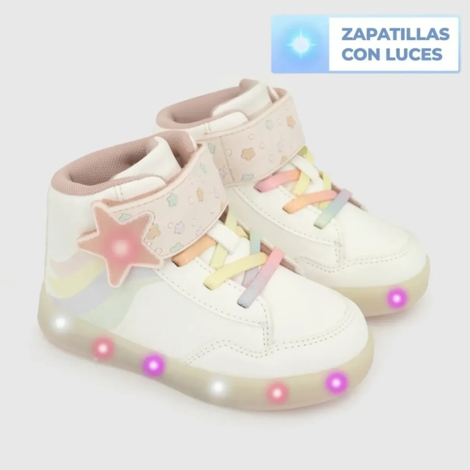 Colloky Zapatilla Colloky Con Luz Niña Cg 47040210i26 color blanco/multicolor | Platanitos