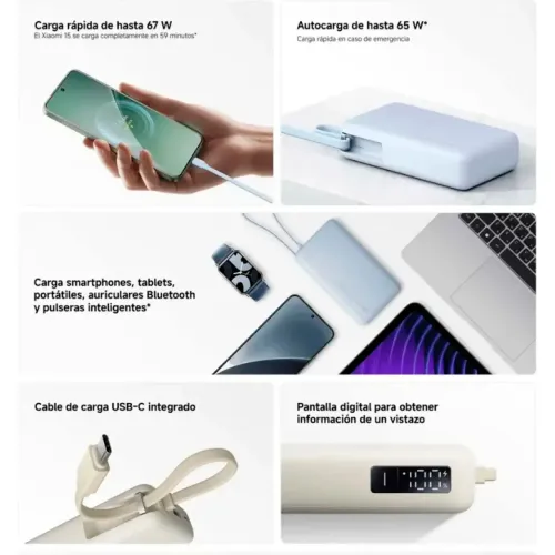 XIAOMI Cargador Portatil 67w Power Bank 10000 (Cable Integrado)
