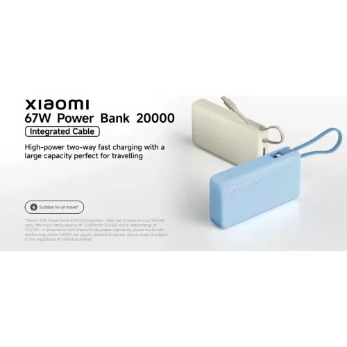 XIAOMI Cargador Portatil 67w Power Bank 20000 (Integrated Cable) Carga Rapida
