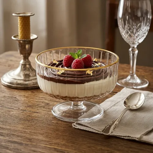 ICHIMATSU Juego X 6 Piezas Copa Postre Modelo Flor Filo Dorado 320 Ml