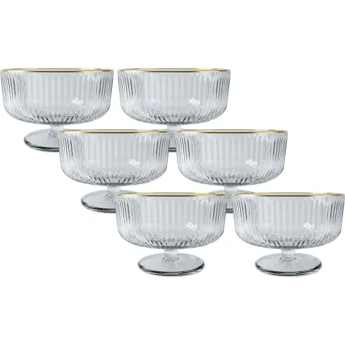 ICHIMATSU  modelo Juego X 6 Piezas Copa Postre Modelo Rayas Filo Dorado 320 Ml 2026030213113527960  