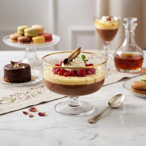 ICHIMATSU Juego X 6 Piezas Copa Postre Modelo Liso Filo Dorado 320 Ml