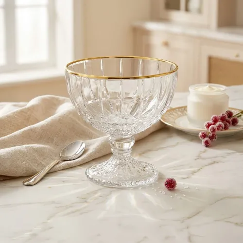 ICHIMATSU Juego X 6 Piezas Copa Ancha Radial Filo Dorado 370 Ml