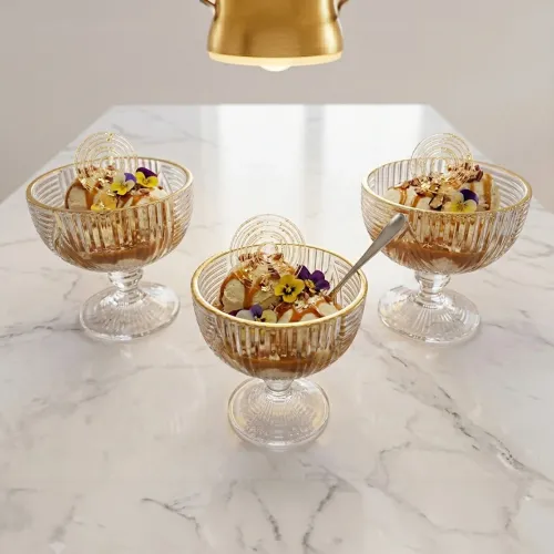 ICHIMATSU Juego X 6 Piezas Copa Postre Largo Filo Dorado 330 Ml