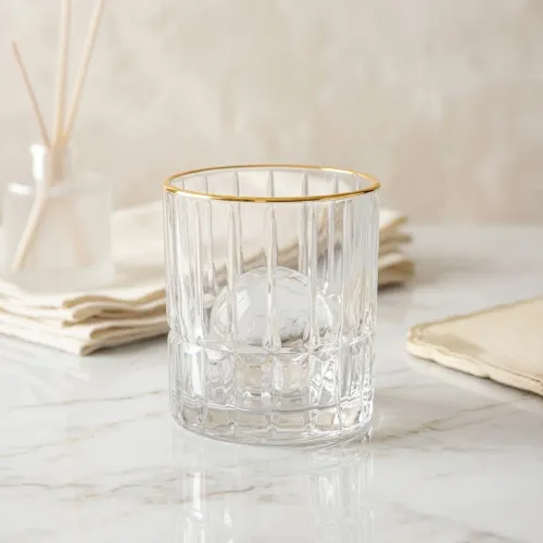 ICHIMATSU Juego X 6 Piezas Vaso Corto Radial Filo Dorado 340 Ml