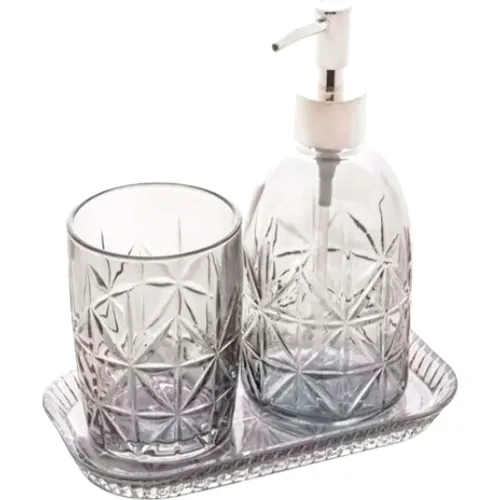 ICHIMATSU Transparente modelo Juego X 3 Piezas Accesorios Para Baño De Vidrio (Dispens+jab+porta Cepillo) transparentes 2026030213113527990  