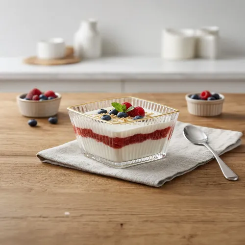 ICHIMATSU Juego X 6 Piezas Bowl Cuadrado Modelo Flor Con Filo Dorado 215 Ml