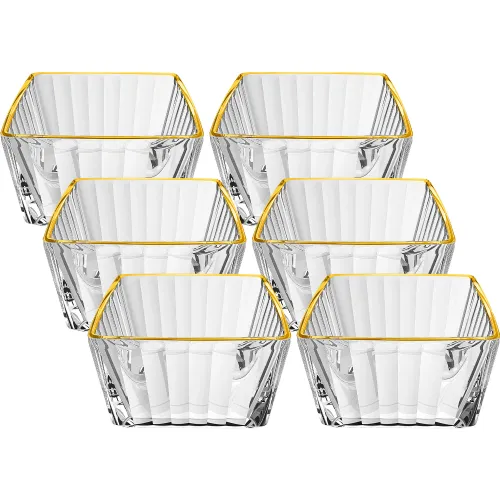 ICHIMATSU  modelo Juego X 6 Piezas Bowl Cuadrado Con Rayas Filo Dorado 215 Ml 2026030213113528002  
