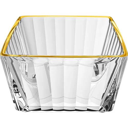 ICHIMATSU Juego X 6 Piezas Bowl Cuadrado Con Rayas Filo Dorado 215 Ml