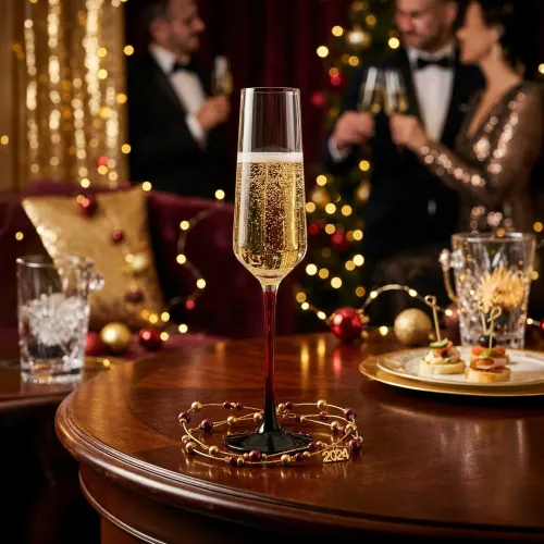 ICHIMATSU Juego X 6 Piezas Copa Champagne Tallo Rojo 250 Ml