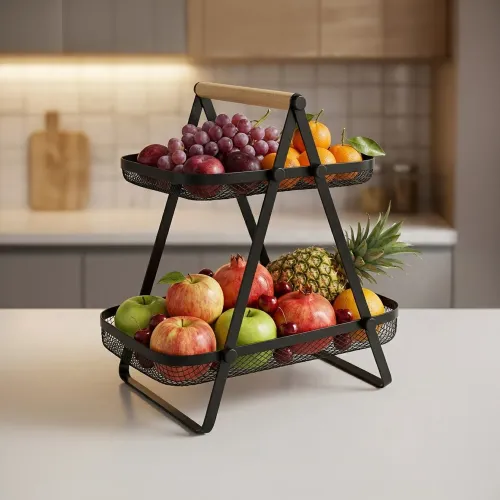 ICHIMATSU Frutero 2 Niveles Mango De Madera (26x17x30 Cm)