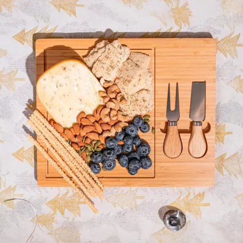 ICHIMATSU Set Tabla De Madera Para Queso Rectangular (25x30x1.5 Cm)
