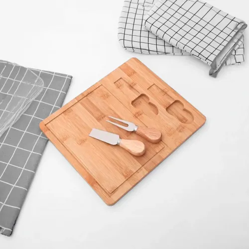 ICHIMATSU Set Tabla De Madera Para Queso Rectangular (25x30x1.5 Cm)
