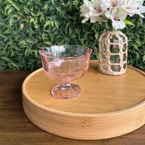 ICHIMATSU Juego X 6 Piezas Copa Ancha Con Borde Ondulado Color Rosado 410 Ml