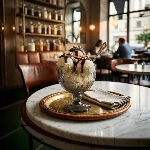 ICHIMATSU Juego X 6 Piezas Copa Helado Rayas Negro 360 Ml