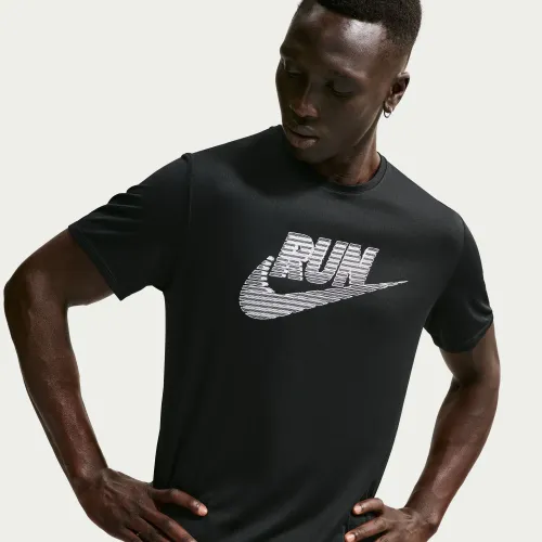 Camiseta Nike Manga Corta Running Hombre M Nk Df Uv Miler Run Energy Ss color negro | Platanitos