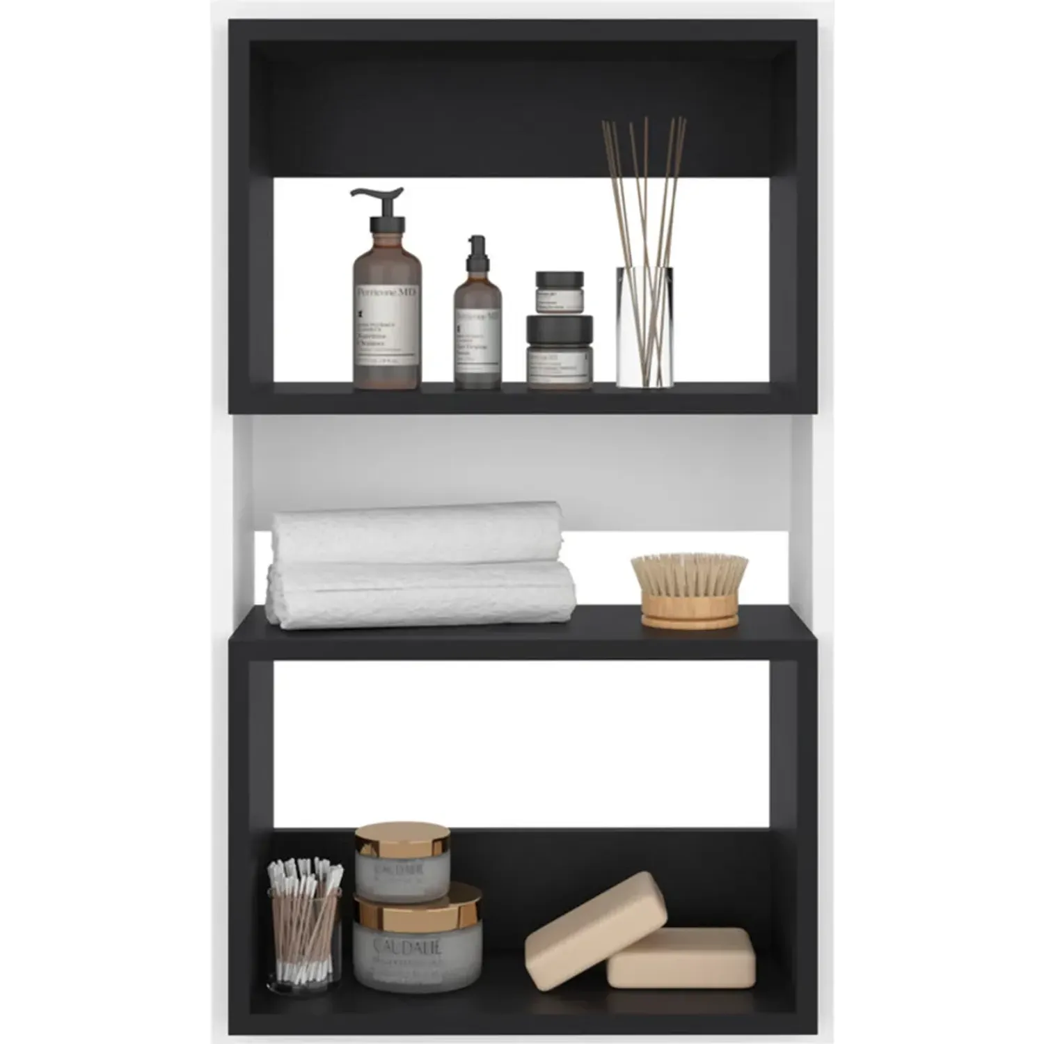 TUHOME Mueble Tuhome Auxilar Muro Baño Eco color blanco/wengue | Platanitos