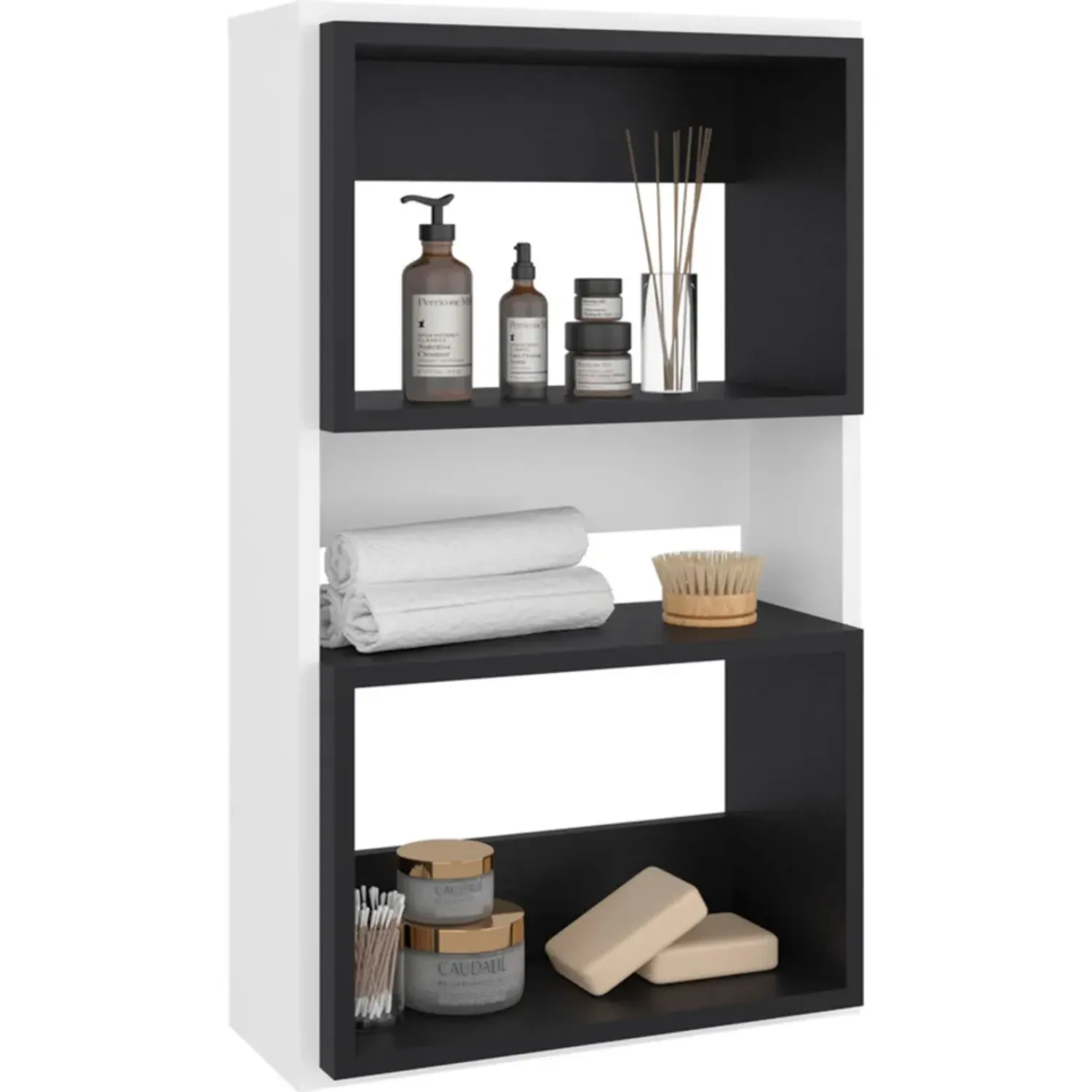 TUHOME Mueble Tuhome Auxilar Muro Baño Eco color blanco/wengue | Platanitos