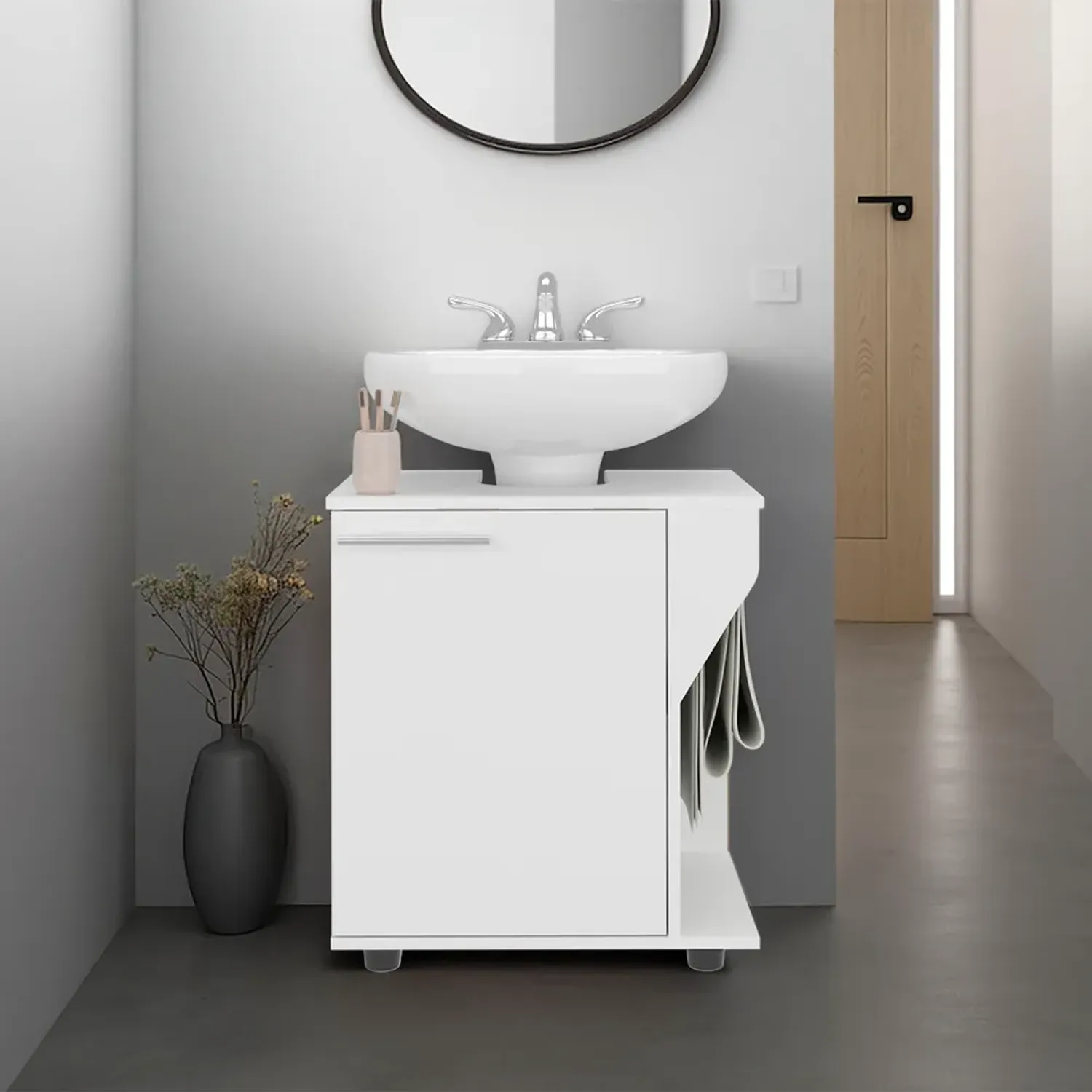 TUHOME Mueble Tuhome Para Lavamanos Phillips 1 Puerta color blanco | Platanitos