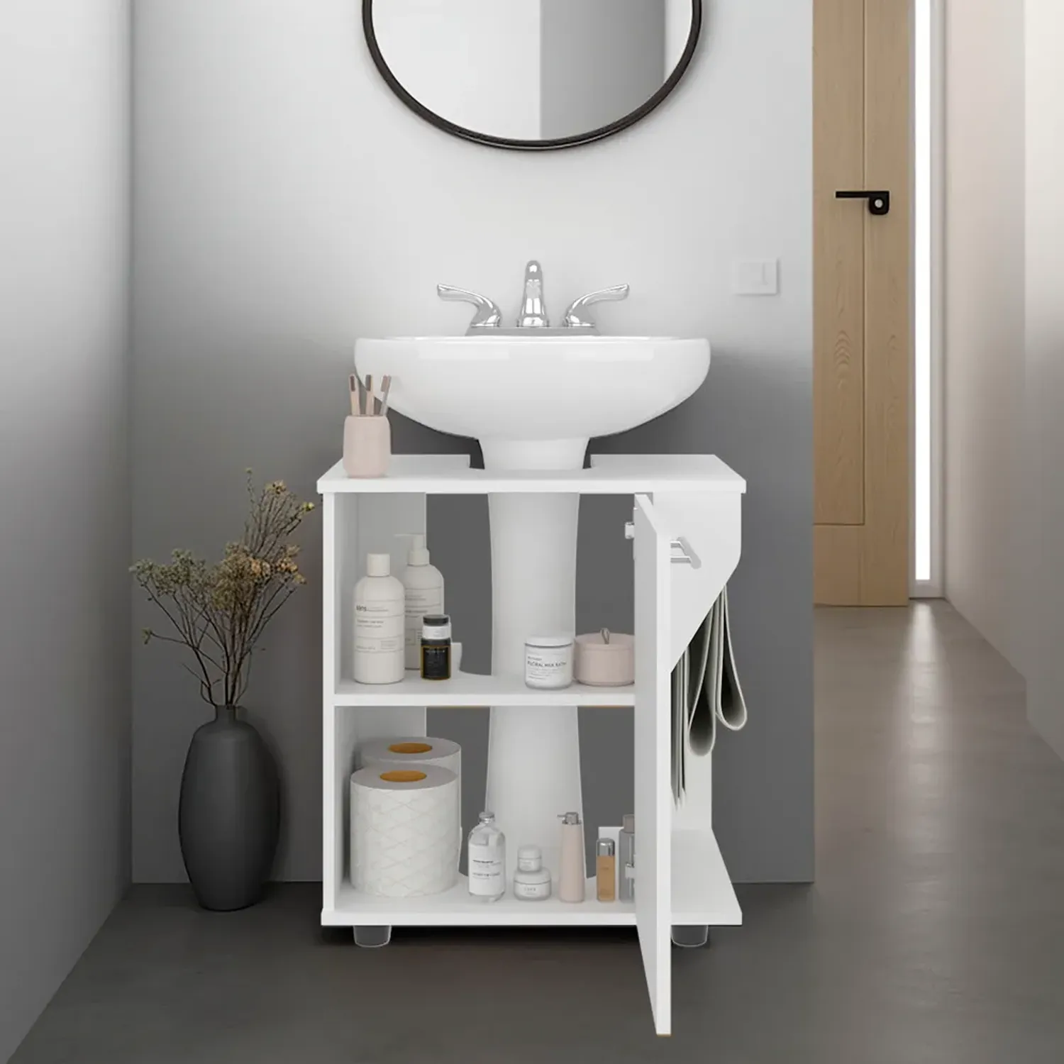 TUHOME Mueble Tuhome Para Lavamanos Phillips 1 Puerta color blanco | Platanitos