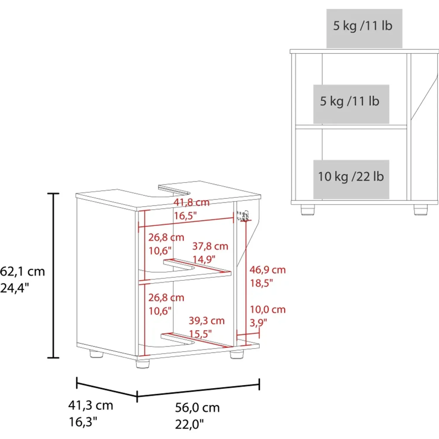 Mueble Tuhome Para Lavamanos Phillips 1 Puerta color blanco/fresno | Platanitos