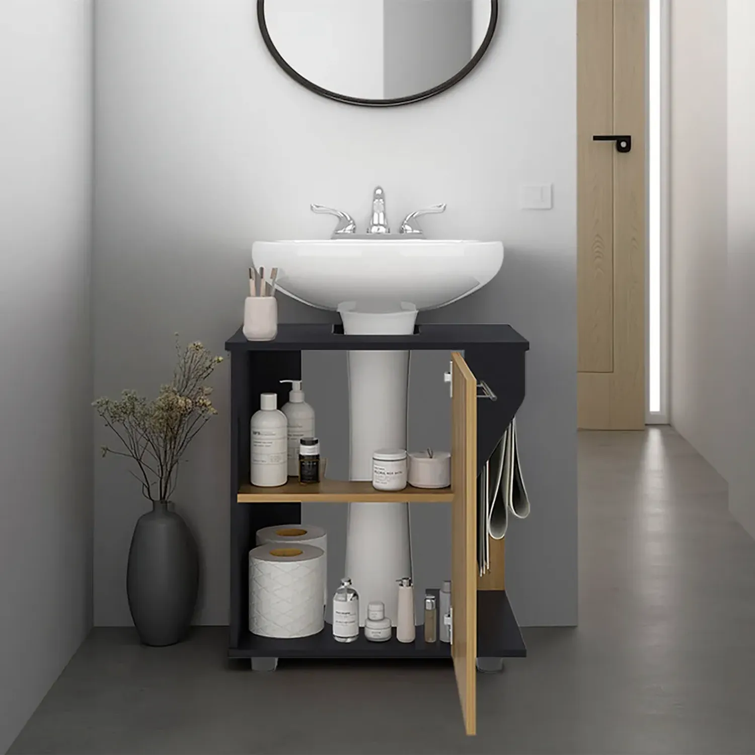 Mueble Tuhome Para Lavamanos Phillips 1 Puerta color wengue/fresno | Platanitos