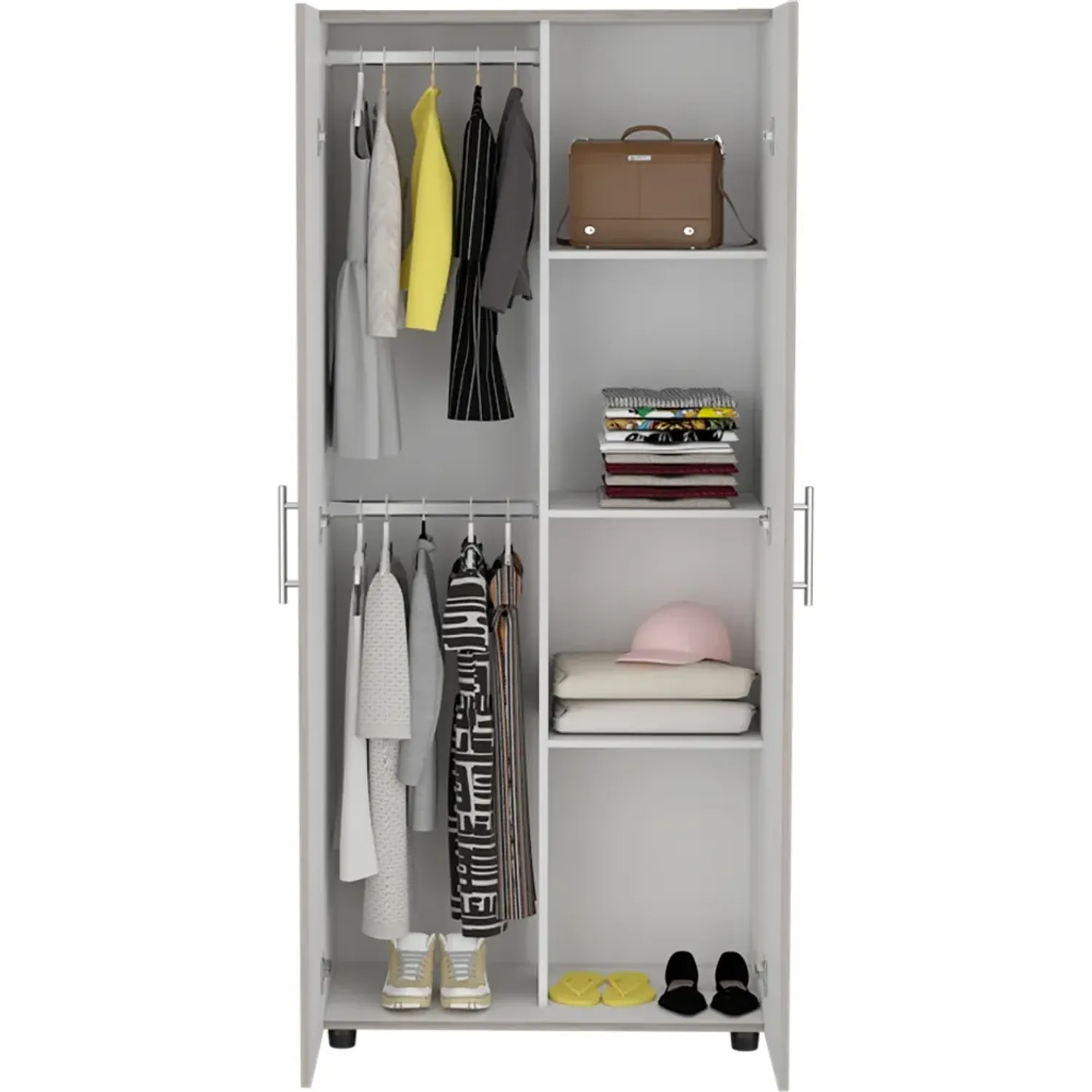 Ropero Tuhome Tera 2 Puertas Ceniza Y Blanco 180x180x48 Cm color ceniza/blanco | Platanitos