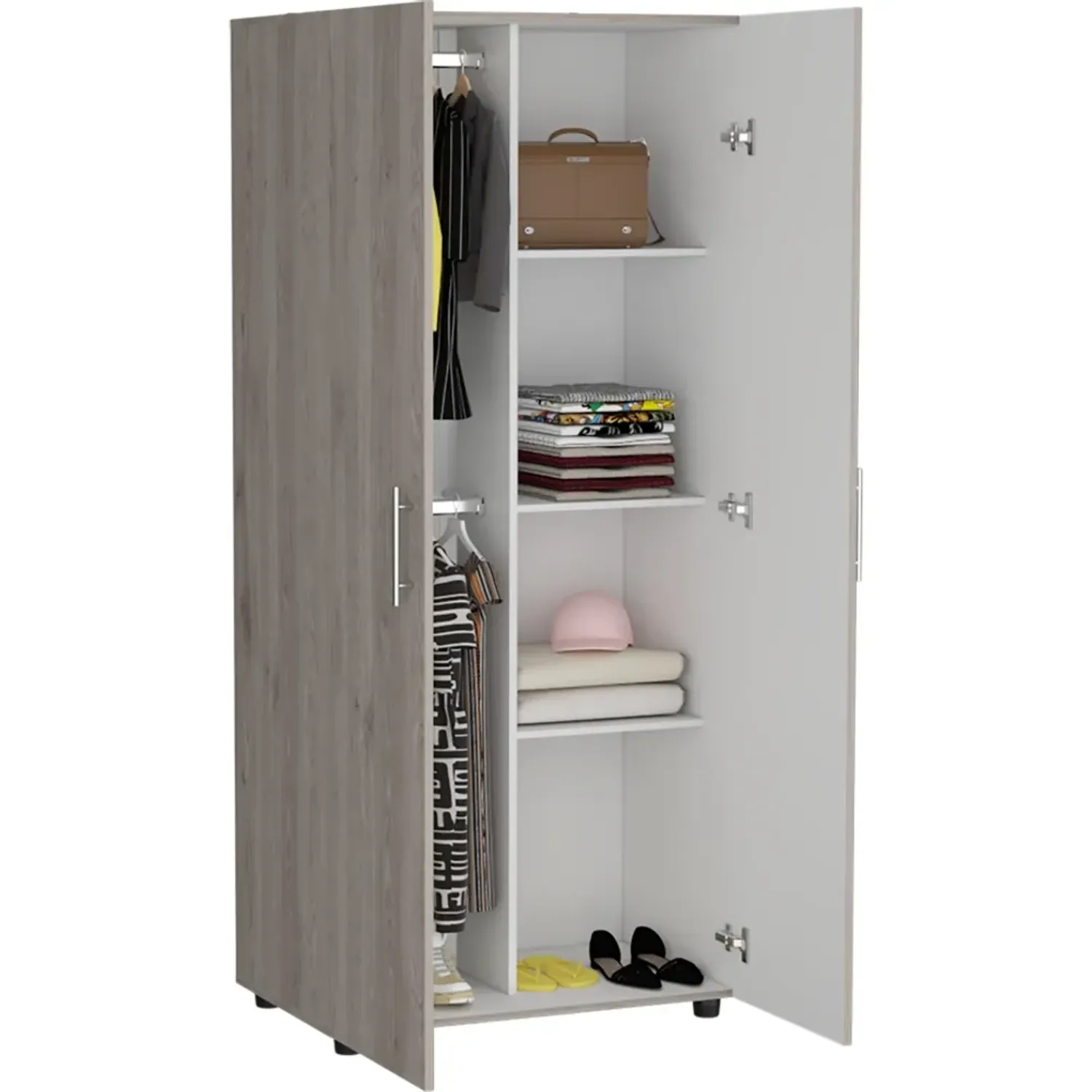 Ropero Tuhome Tera 2 Puertas Ceniza Y Blanco 180x180x48 Cm color ceniza/blanco | Platanitos