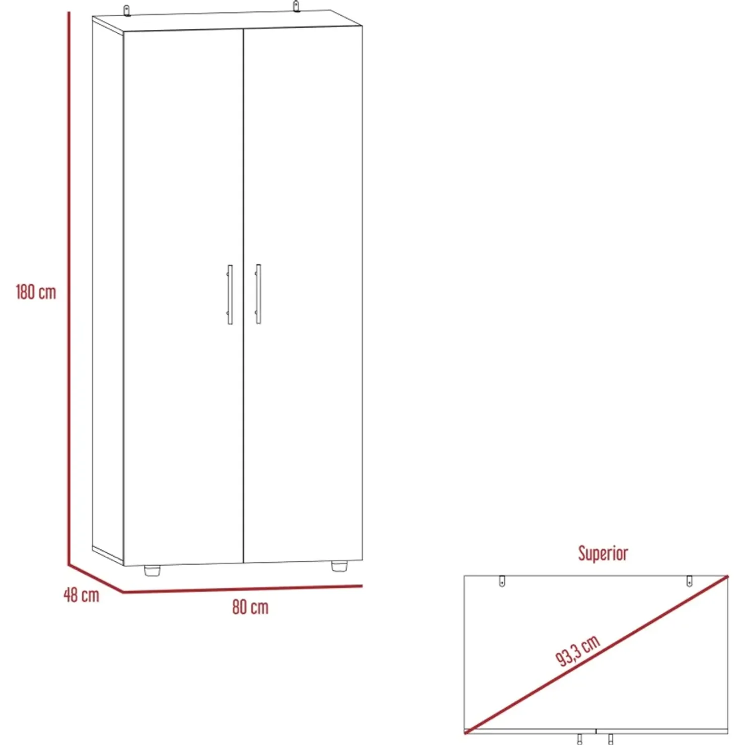 Ropero Tuhome Tera 2 Puertas Ceniza Y Blanco 180x180x48 Cm color ceniza/blanco | Platanitos
