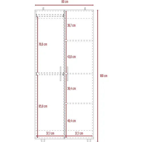 TUHOME Ropero Tera 2 Puertas Ceniza Y Blanco 180x180x48 Cm