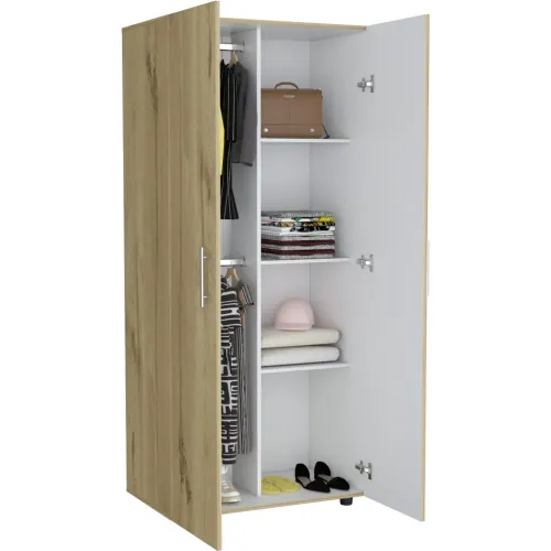 TUHOME Ropero Tera 2 Puertas Duna Y Blanco 180x180x48 Cm