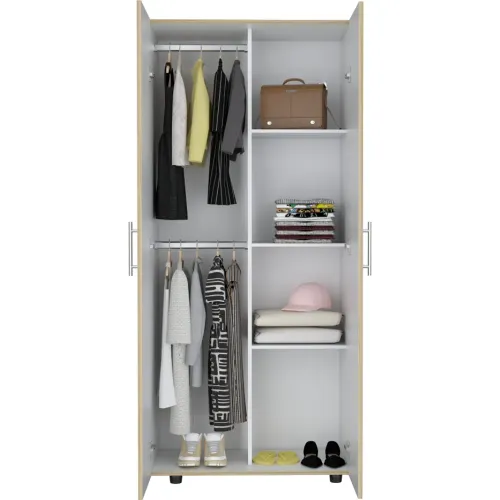 TUHOME Ropero Tera 2 Puertas Duna Y Blanco 180x180x48 Cm
