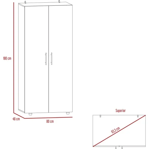 TUHOME Ropero Tera 2 Puertas Duna Y Blanco 180x180x48 Cm