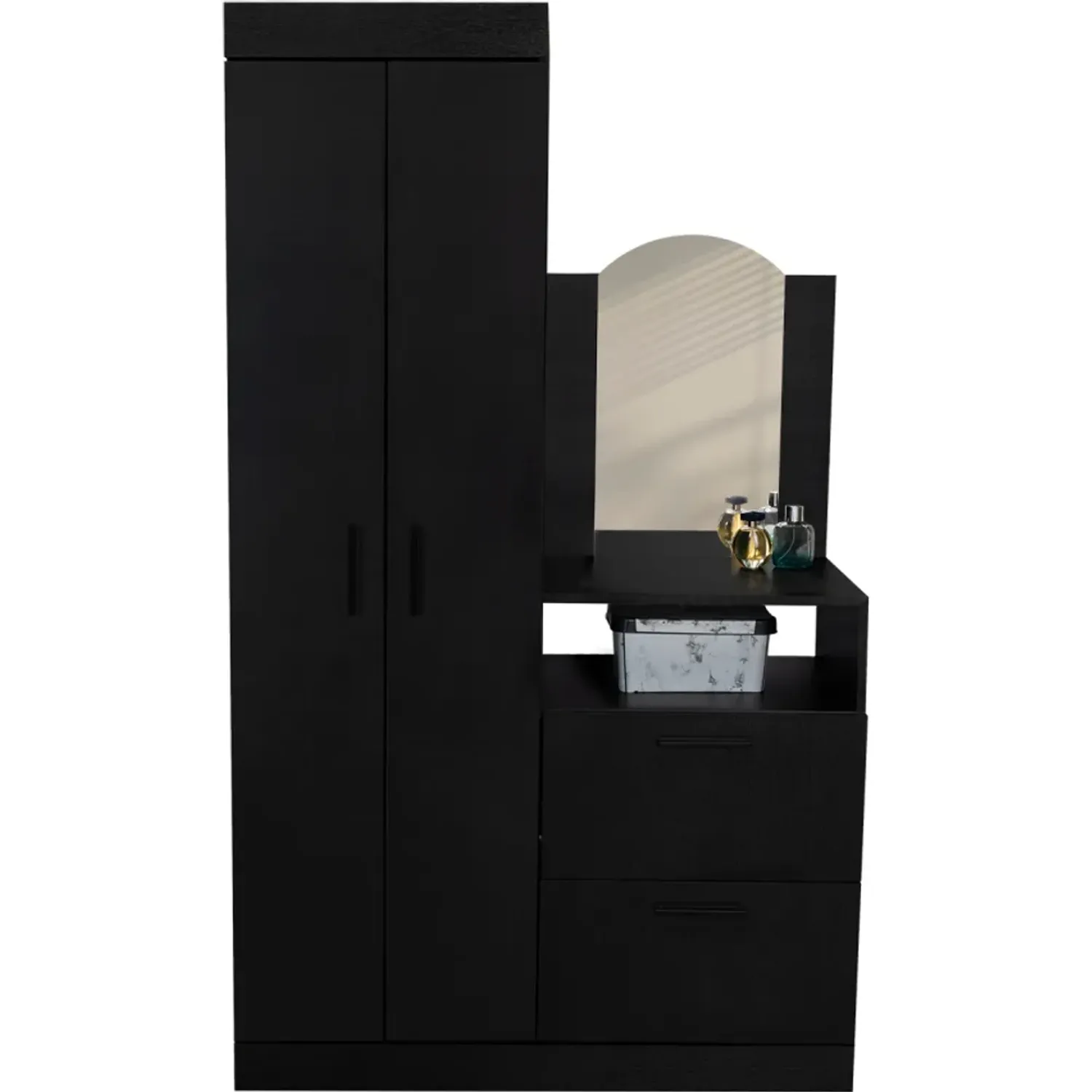 Ropero Tuhome Cómoda Praga 3 Puertas 1 Cajón Y Espejo color wengue | Platanitos